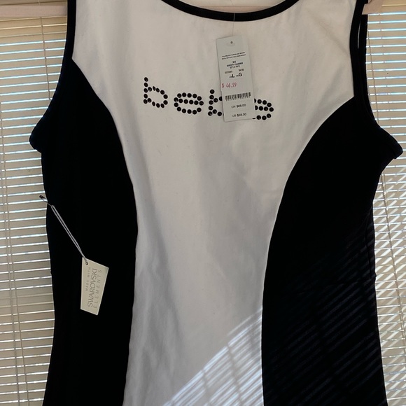 bebe Tops - Fitted sleeveless logo top. Never worn, top has stretch. Made in USA.